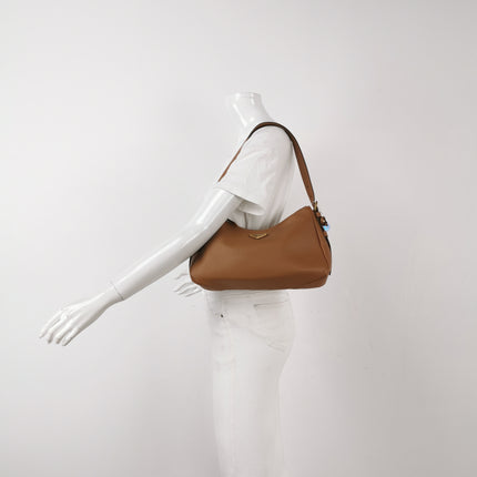 Prada Aimée Tan Brown Medium Calfskin Leather Shoulder Bag
