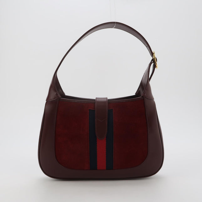 Gucci Jackie 1961 Small Burgundy Suede and Leather Bag