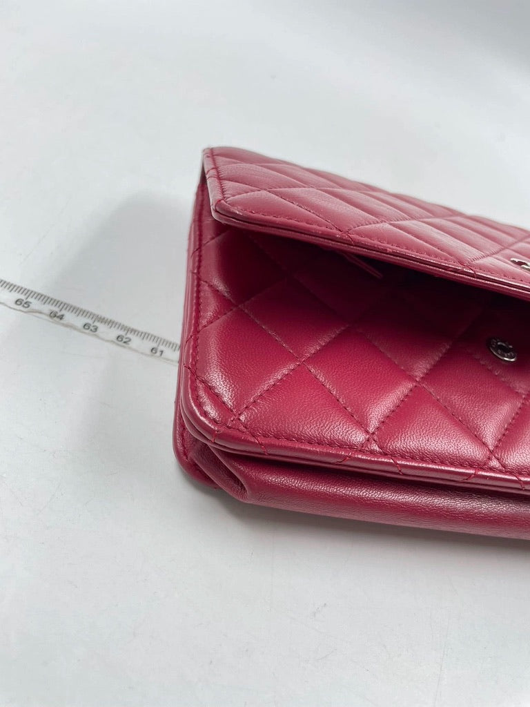 Sold Chanel Wallet On Chains WOC Timeless/ Classic Red Lambskin Leather