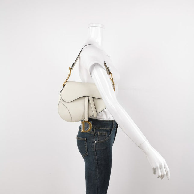 Sold Dior Saddle Medium White 2019 Grained Leather Handbag