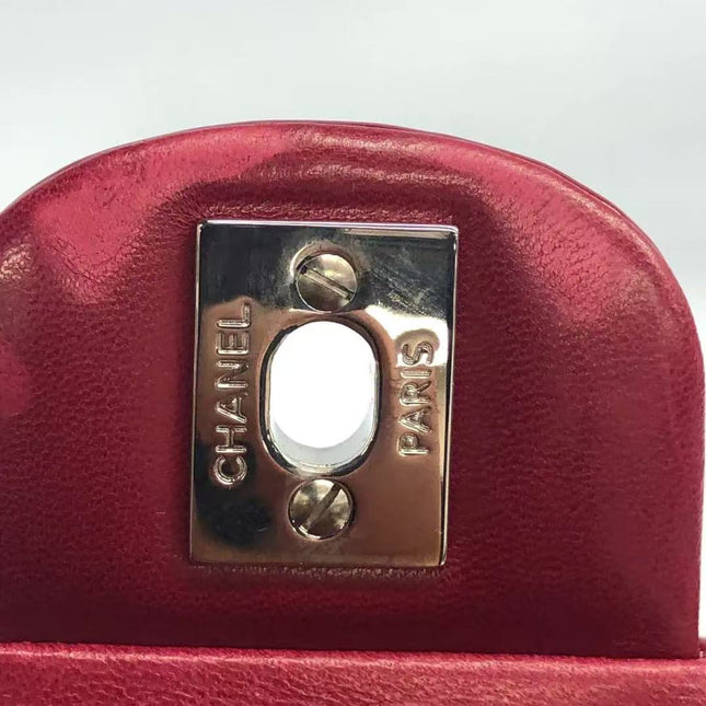 Chanel Classic Flap Medium 2012 Red Burgundy Patent Leather Silver Hardware