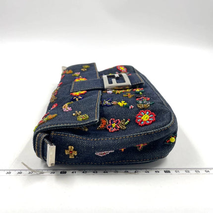 Sold Fendi Baguette Denim with Floral Beads 25 Anniversary Special Collection