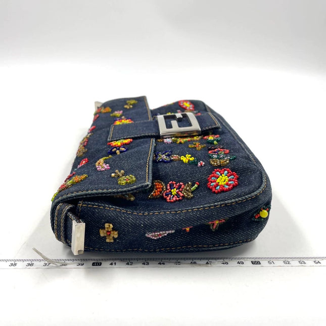 Sold Fendi Baguette Denim with Floral Beads 25 Anniversary Special Collection