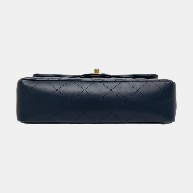 Chanel Classic Flap Small Navy Lambskin Leather Gold Hardware