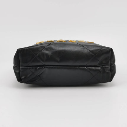 Sold Chanel 22 Hobo Bag Mini Shiny Calfskin Leather Black with Gold-tone Hardware