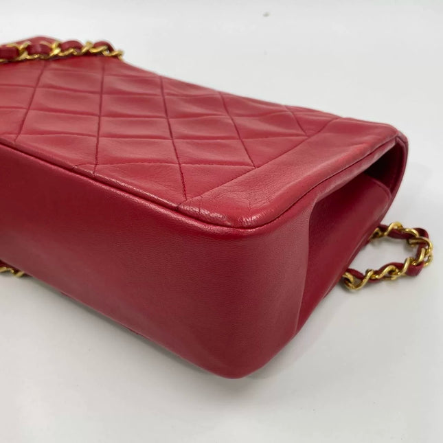 Chanel Diana CC Flap Bag Small Vintage Red Lambskin Leather with 24k Gold HW, 1989-1991