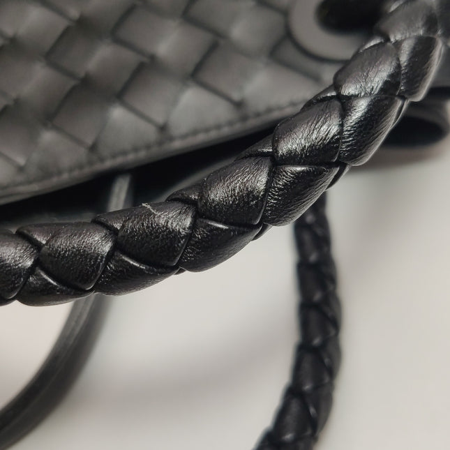 Bottega Veneta Andiamo Medium Black Intrecciato Leather Handbag