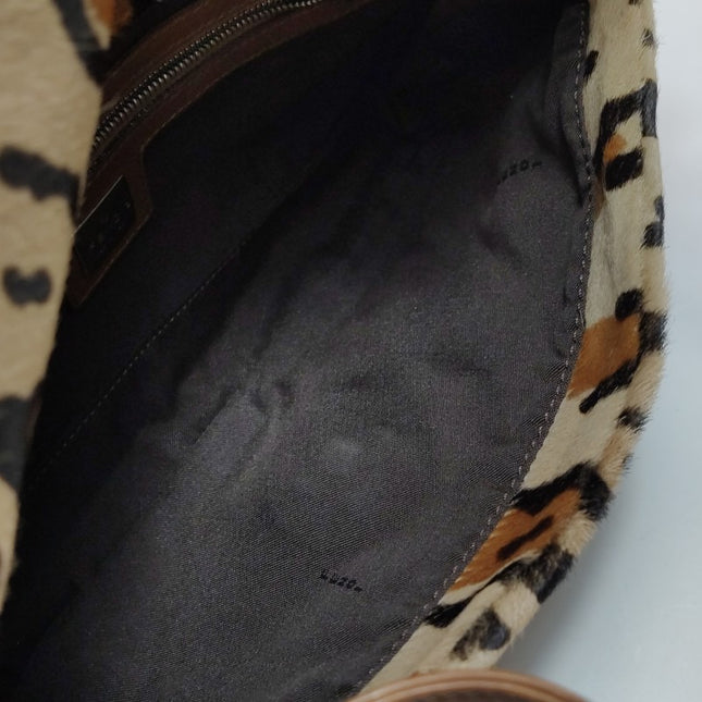 Fendi Baguette Pony hair in leopard print Brown