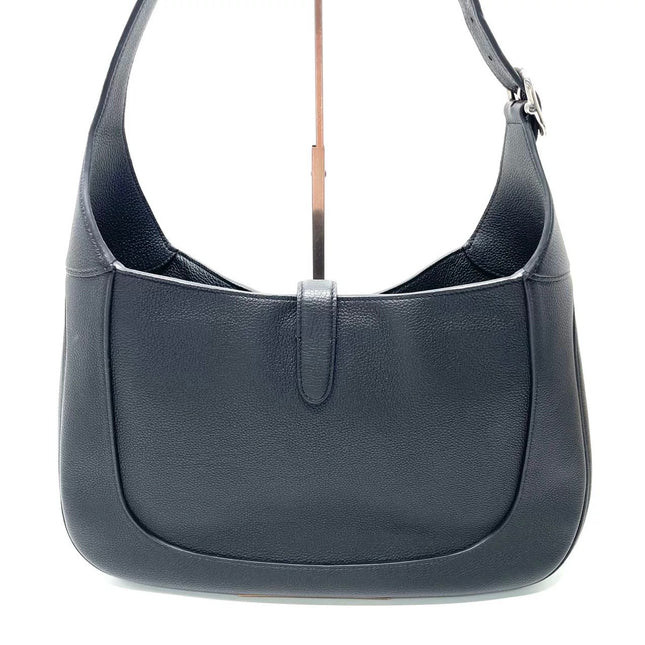 Gucci Jackie 1961 Black Large Pebbled Leather Shoulder Bag with Strap