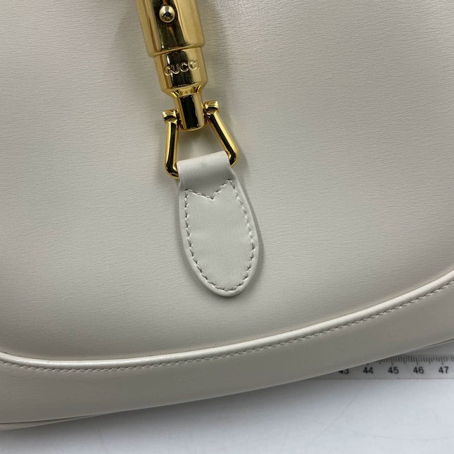 Gucci Jackie 1961 White Leather Bag with Adjustable Strap Size Small