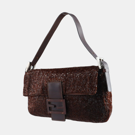 Sold FENDI Baguette chocolate brown beads excellent condition