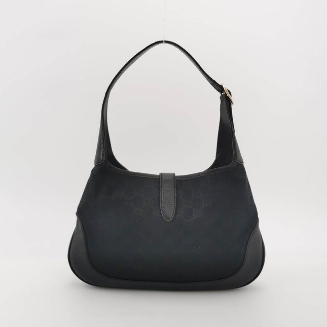 Sold Gucci Jackie 1961 Small Monogram Canvas and Leather Bag Black