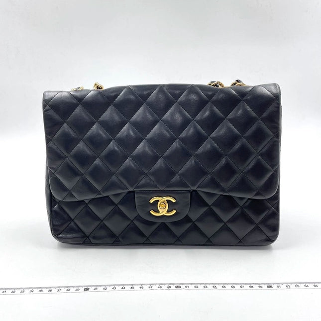 Sold Chanel Timeless/ Classic Flap Jumbo/Large Black with Gold Hardware-Luxbags