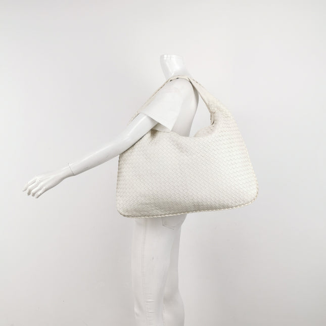 Bottega Veneta Veneta Hobo Dark White Leather Bag Maxi 55cm