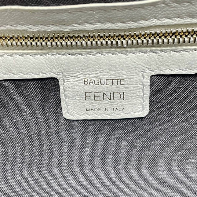Sold FENDI Baguette White Leather 3D FF Motif Crossbody