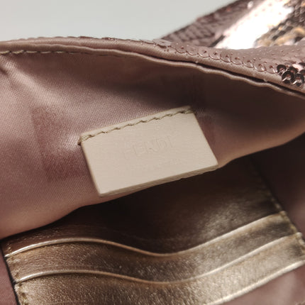 Fendi Baguette Mini Pink Glitter Sequins Valentine's Special Crossbody Bag