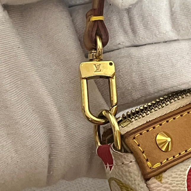 Louis Vuitton x Takashi Murakami Cherry Blossom Pochette Accessoire White Monogram