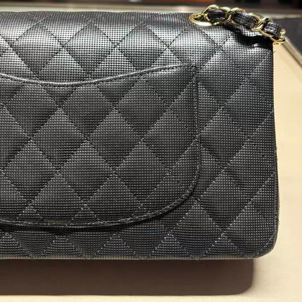 Chanel Classic Flap Medium 2016 Black Pixel Effect Calfskin Leather Gold Hardware