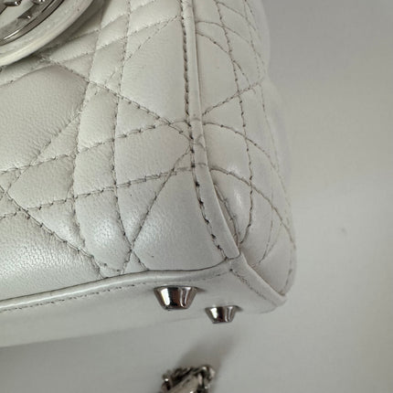 Lady Dior Mini White Lambskin Leather Silver HW Chain Strap 2018