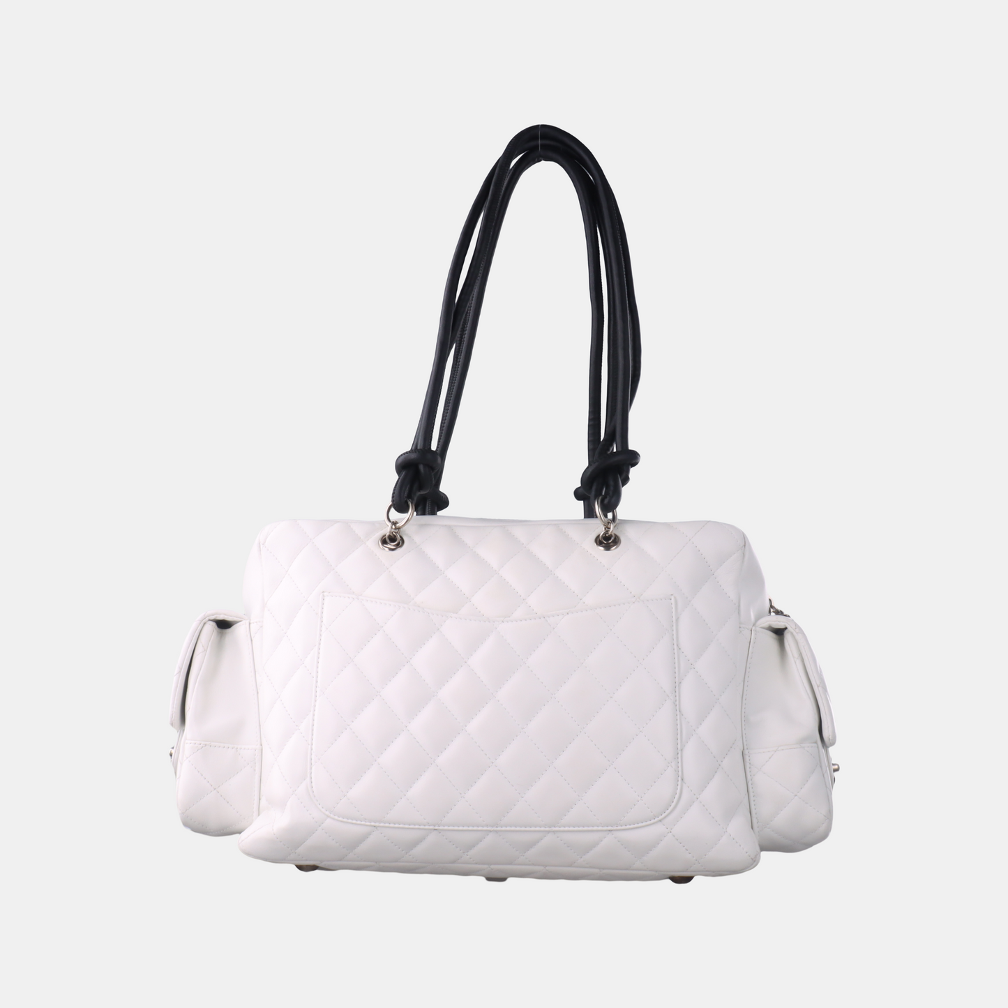 Chanel Cambon Multi-pocket Ligne Reporter Bag Large White Calfskin Leather