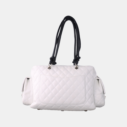 Chanel Cambon Multi-pocket Ligne Reporter Bag Large White Calfskin Leather