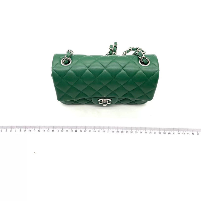 Chanel Classic Flap Mini 2019 Green Lambskin Leather Silver Hardware