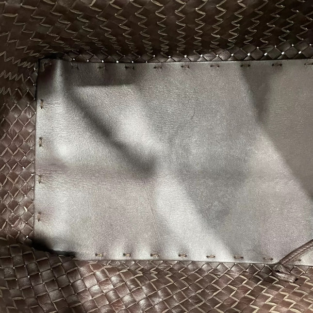 Bottega Veneta Cabat Tote Intreccio Leather Dark Chocolate Brown 40cm