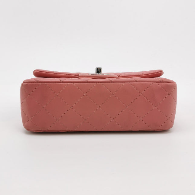 Chanel Classic Flap Mini 2016 Pink Lambskin Leather Silver Hardware