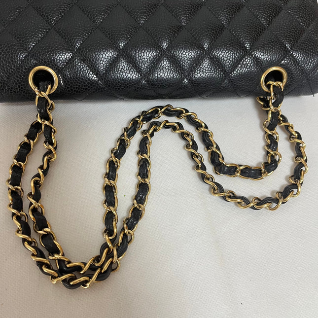 Chanel Classic Flap Medium Black Caviar Leather with 24k Gold Hardware, 2008
