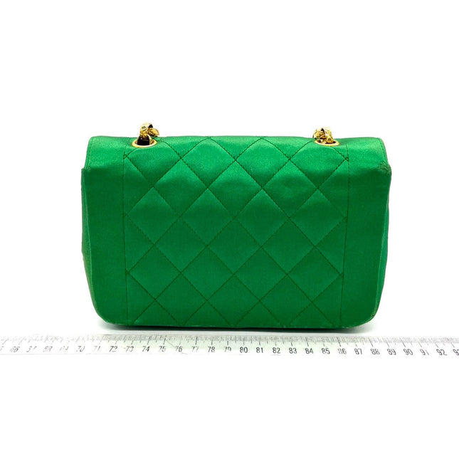 Chanel Diana Flap Bag 1990 Mini Green Silk Satin Bijou Chain