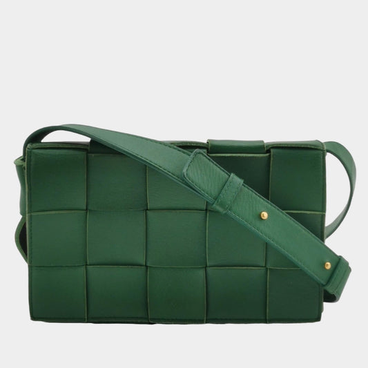 Bottega Veneta Cassette Green Leather Crossbody Bag-Luxbags