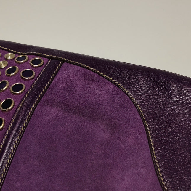 Gucci Jackie Vintage Large Purple Suede Leather Ringlets Decoration