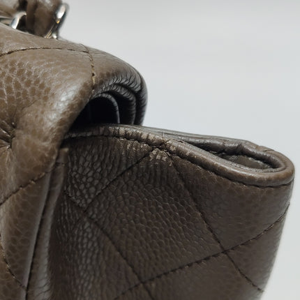 Chanel Classic Flap Jumbo 2012 Coffee Brown Caviar Leather Double Flap Silver Hardware