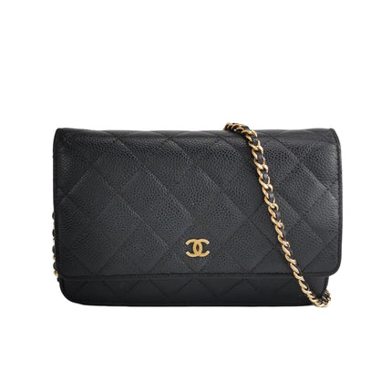 Chanel Wallet on Chain Classic Flap Black Caviar Leather Gold Hardware 2018-19-Luxbags