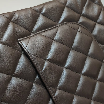 Chanel Classic Flap Jumbo Brown Lambskin Leather Single Flap Gold Hardware