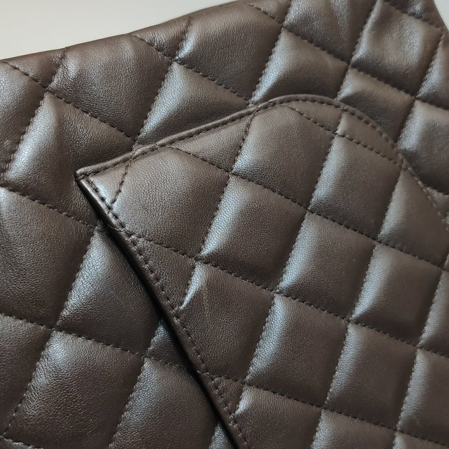 Chanel Classic Flap Jumbo Brown Lambskin Leather Single Flap Gold Hardware