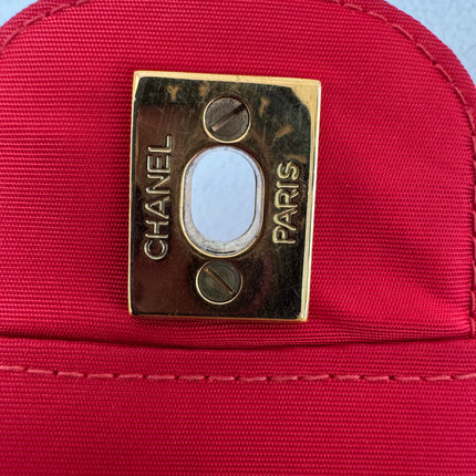 Chanel Classic Flap Medium Vintage Red Nylon Satin with 24k Gold Plated HW