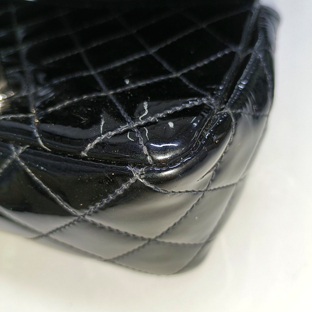 Sold Chanel Classic Flap Mini Square Black Patent Lambskin Crossbody Bag, 2012-2013