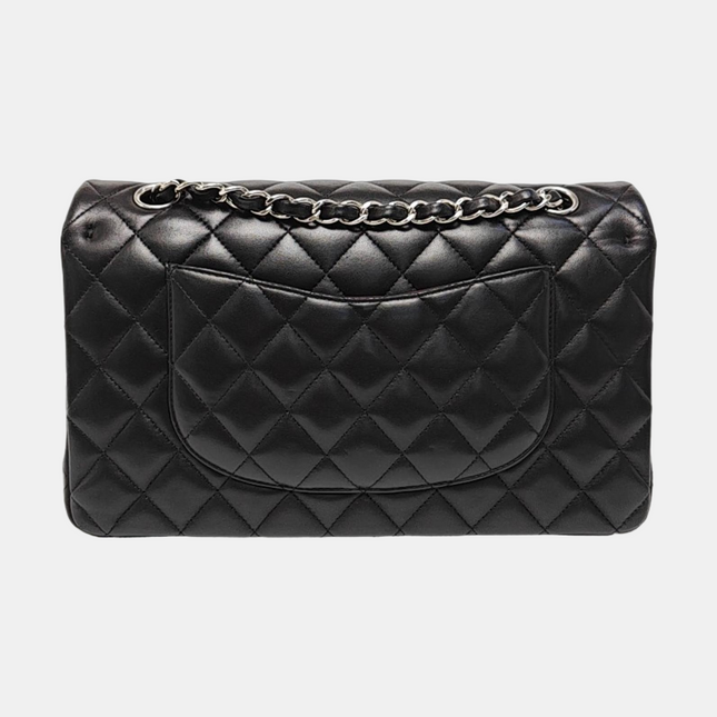 Chanel Timeless Classic Flap Medium 2014 Black Lambskin Leather Silver Hardware