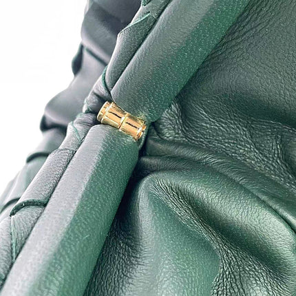 Bottega Veneta Pouch Large Intrecciato Dark Green Calfskin Leather Clutch
