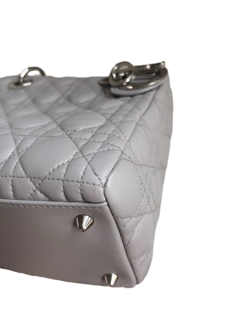 Sold Lady Dior Grey Cannage Leather Medium no strap