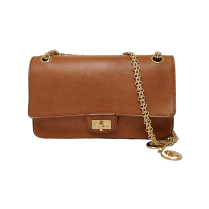 Chanel Nude Medallion 2.55 Reissue Brown Calfskin Double Flap Bag Gold Chain 2017-Luxbags
