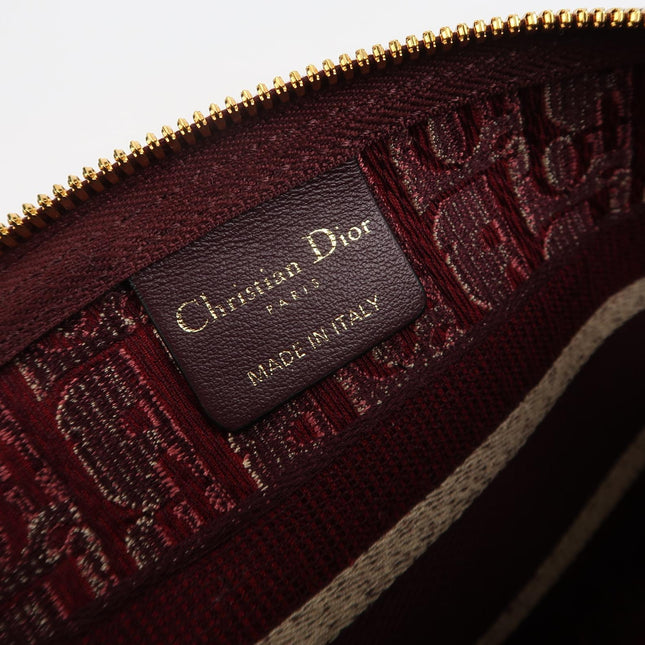 Christian Dior Velvet Oblique Cosmetic Pouch Burgundy