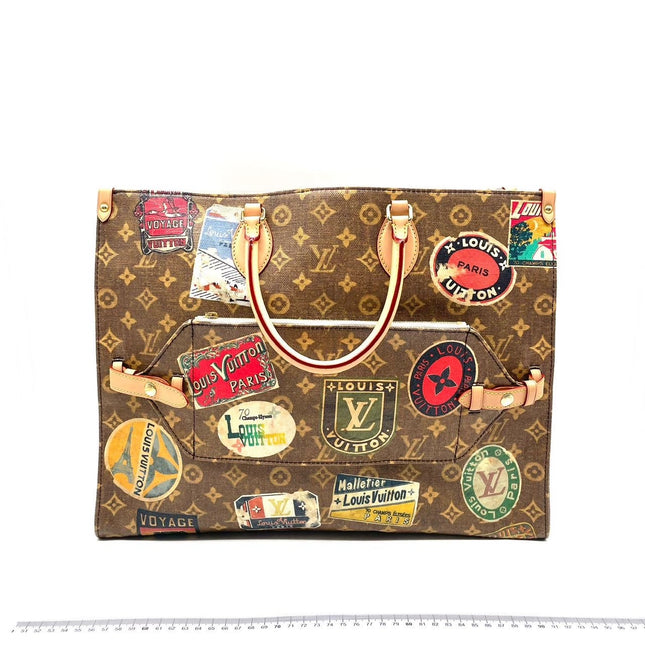 Louis Vuitton OnTheGo Large Hotel Labels Brown Monogram Crossbody Tote