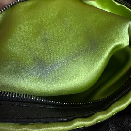 Fendi Mamma Baguette Black Lambskin Leather Green Enamel Buckle