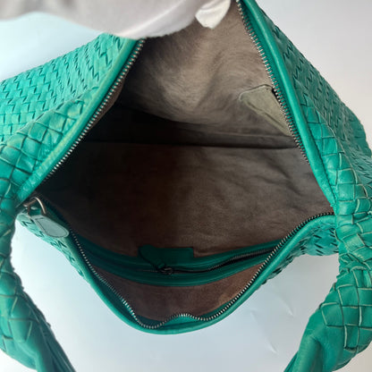 Bottega Veneta Veneta Hobo Teal Green 45cm Lambskin Leather