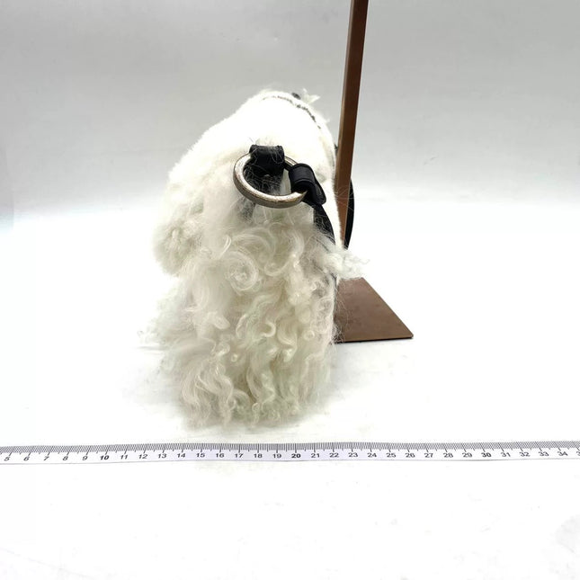 Fendi White Fur FF Logo Flap Shoulder Bag