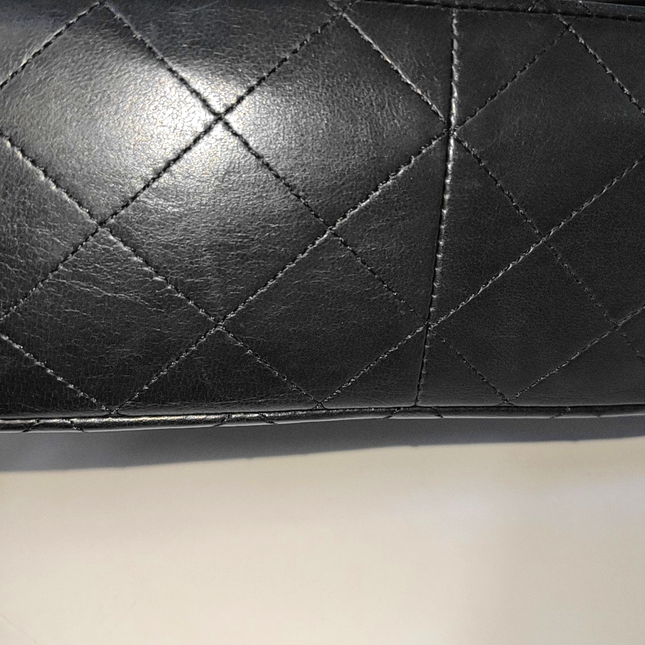 Chanel Classic Flap Vintage Large Black Lambskin Leather with 24k Gold Hardware, 1989-1991