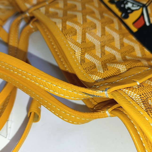 Goyard Anjou Mini Tote Yellow French Bulldog Reversible Leather