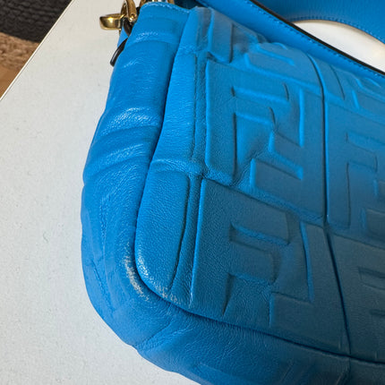 Fendi Baguette Blue Lambskin Leather Crossbody Bag Medium